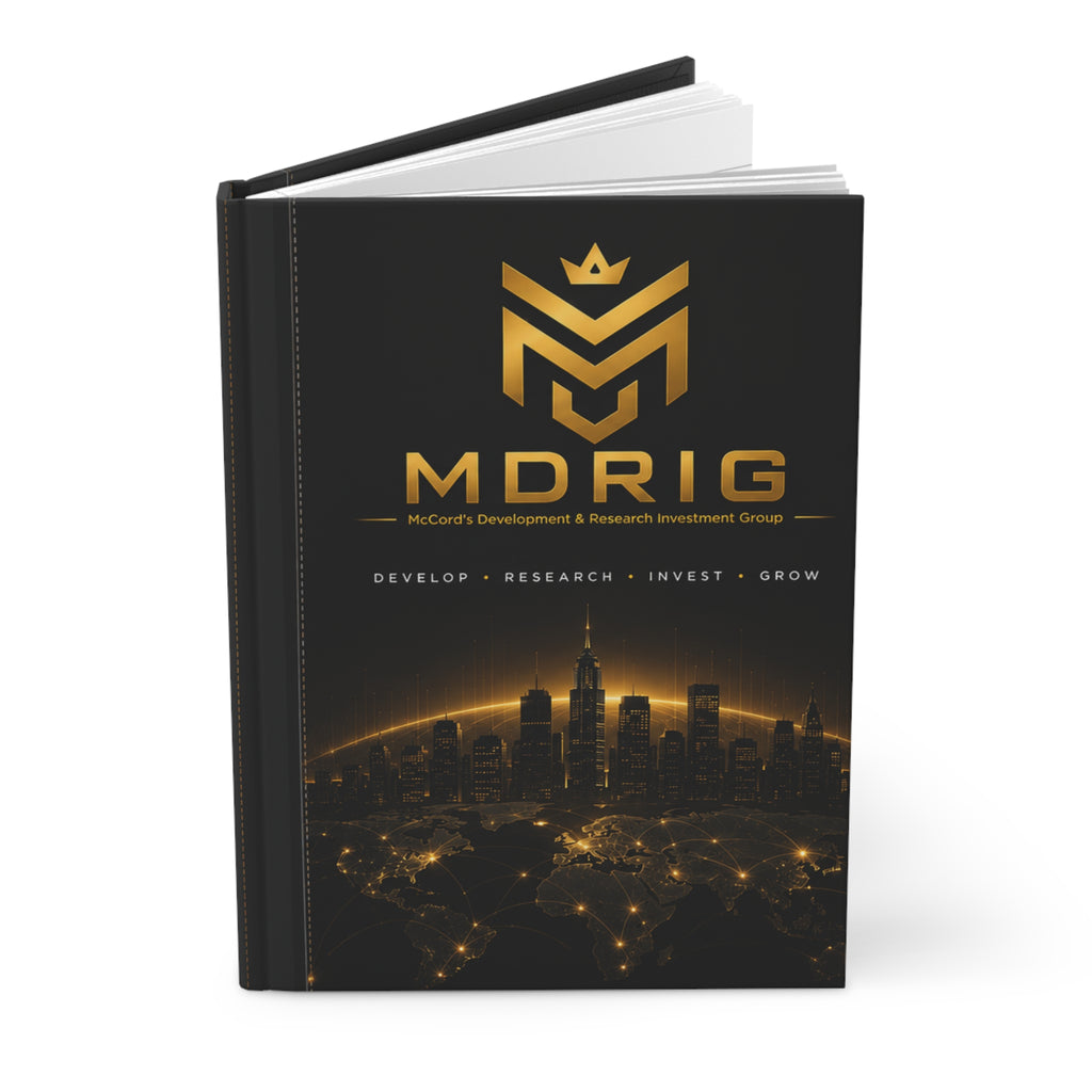 Premium black and gold MDRIG notebook for entrepreneurs traders investors and goal planning