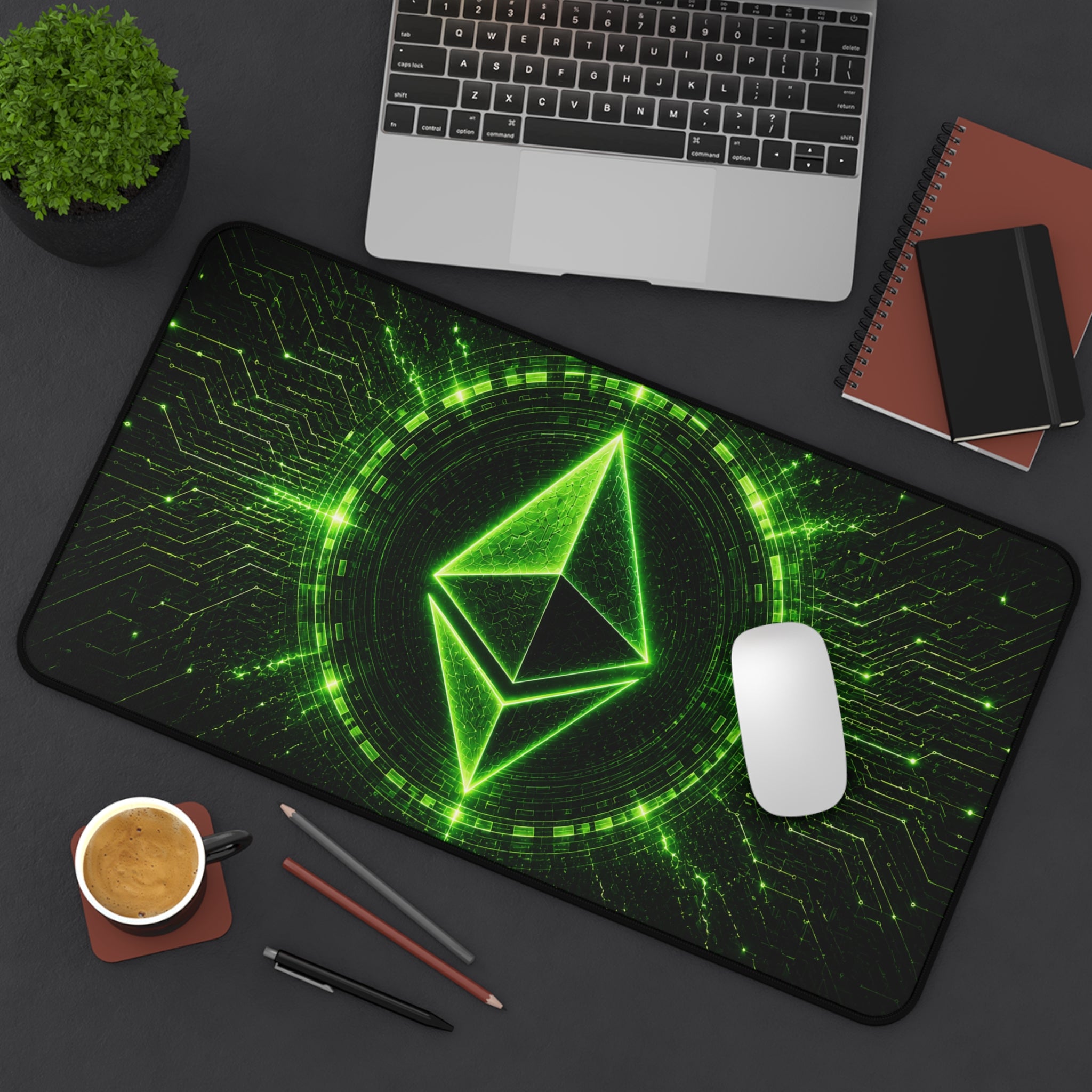 Neon Ethereum Logo Desk Mat | Crypto Gaming Mousepad