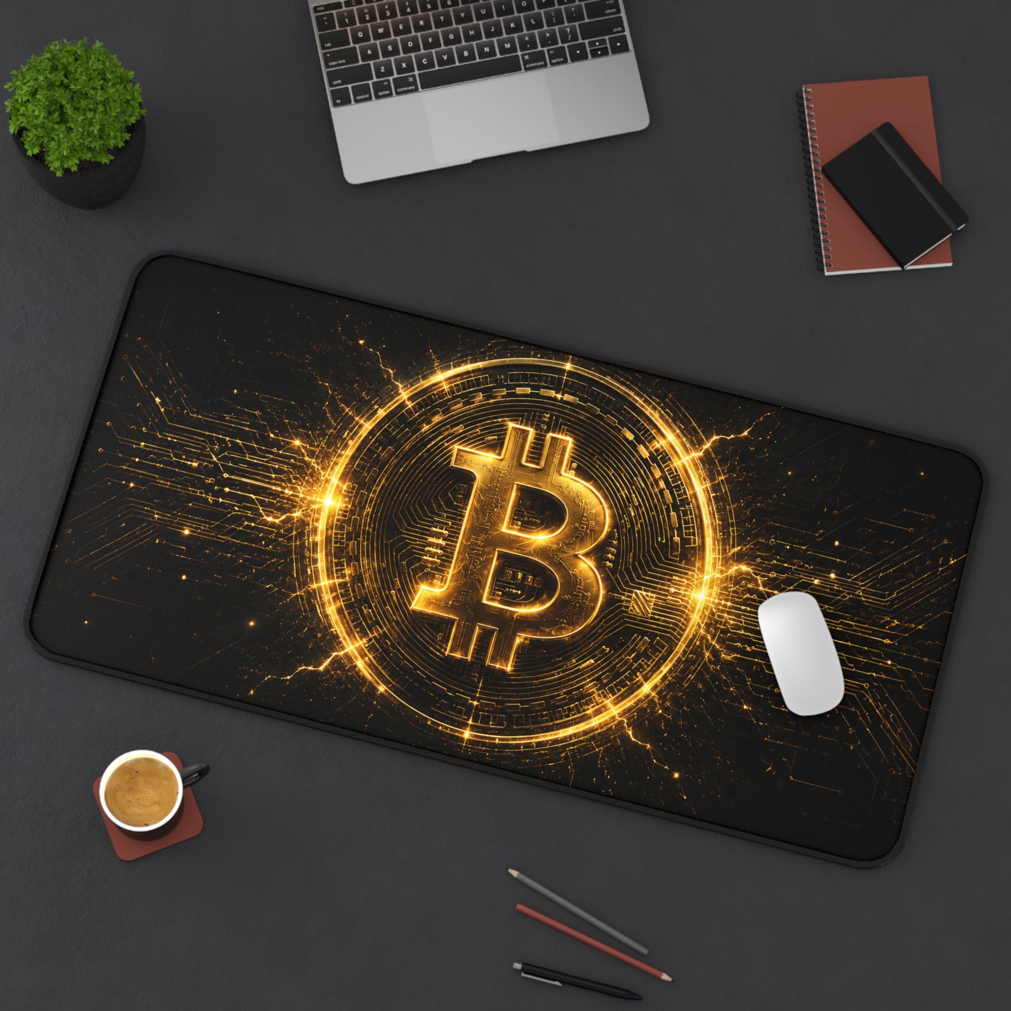 Cyberpunk Bitcoin Desk Mat | Crypto Trading Mouse Pad | Gamer Desk Setup | Bitcoin Office Desk Pad | Bull Market Trading Decor