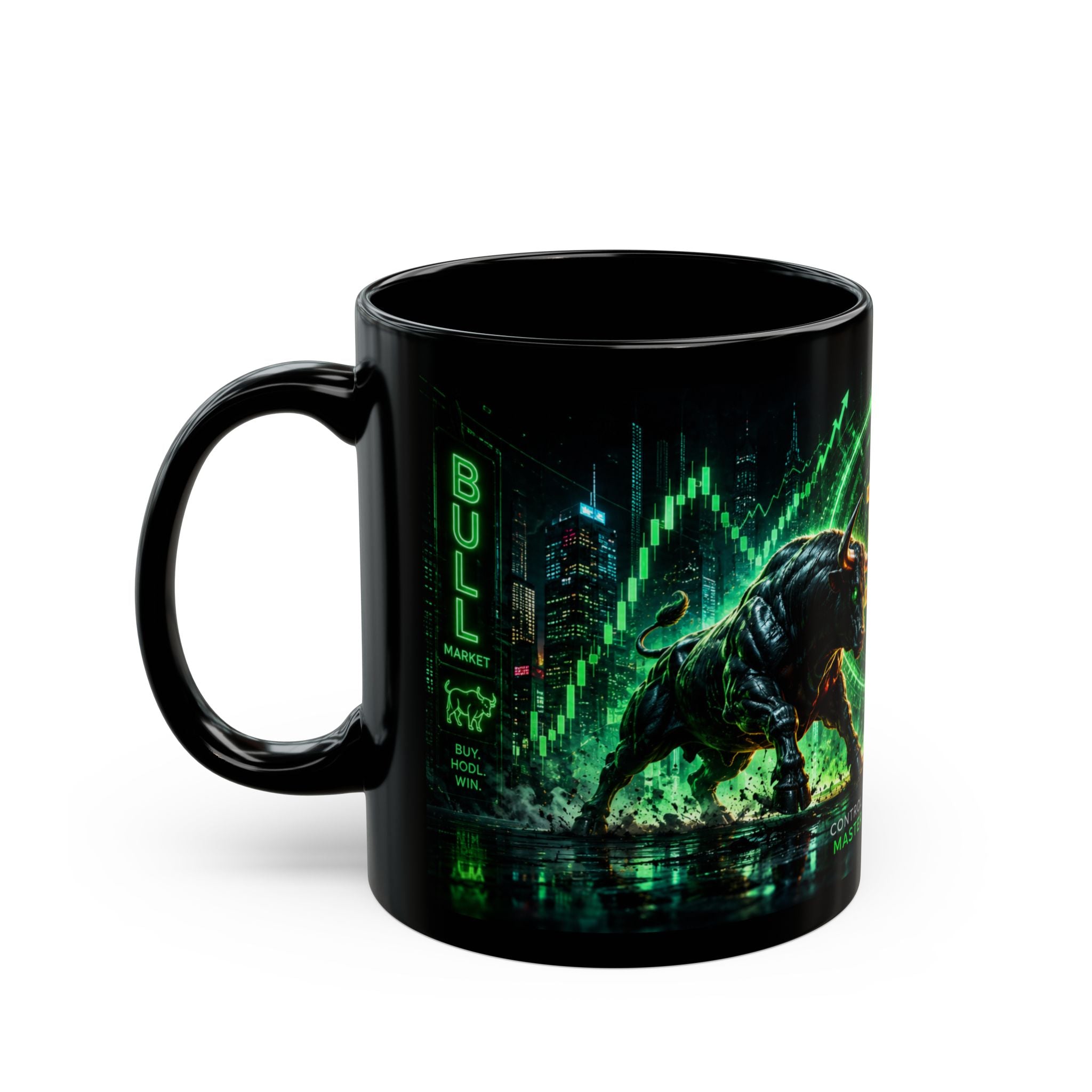 Crypto coffee mug with bull and bear market design for finance lovers and traders