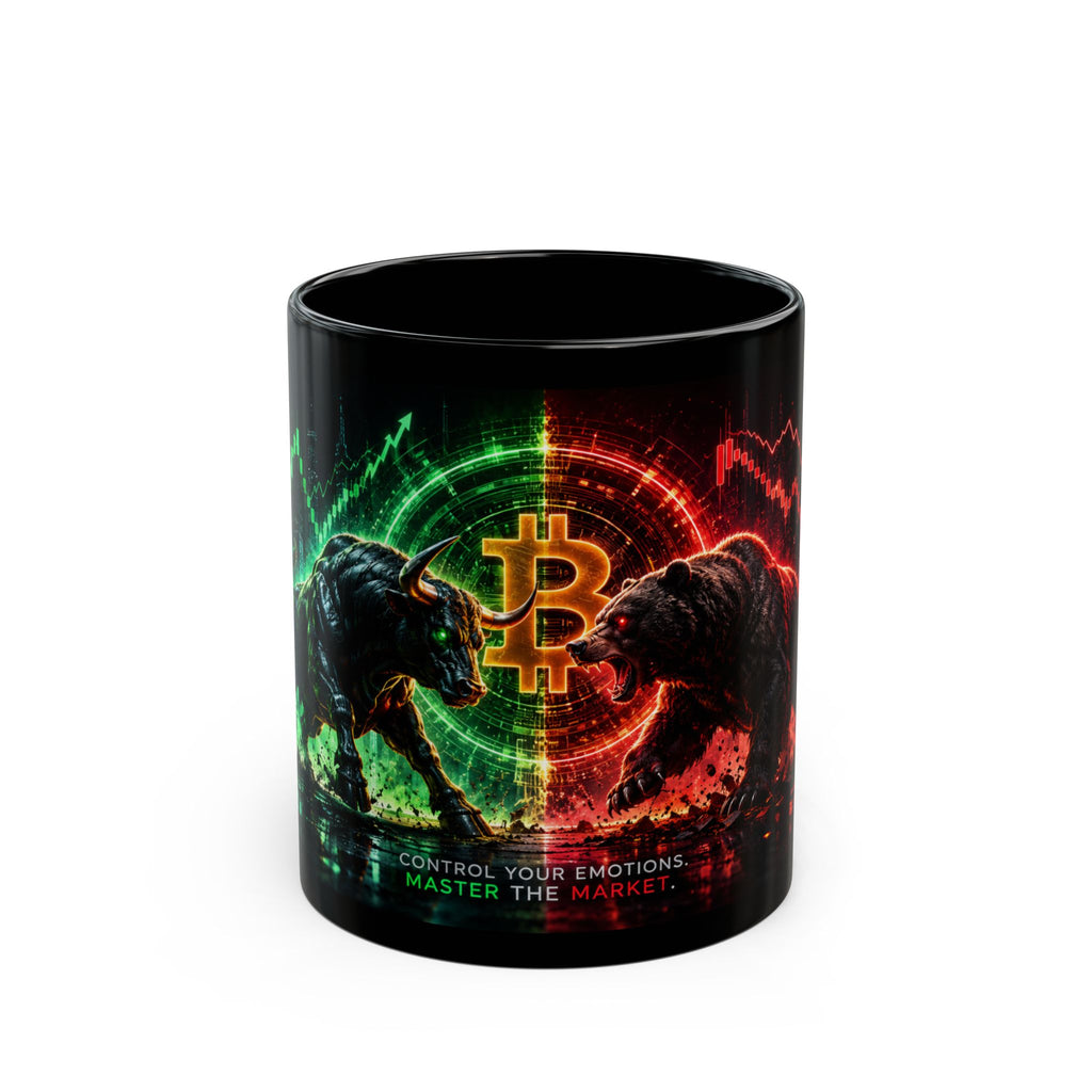 Bull vs Bear Bitcoin mug for crypto traders stock market investors and day trader gifts