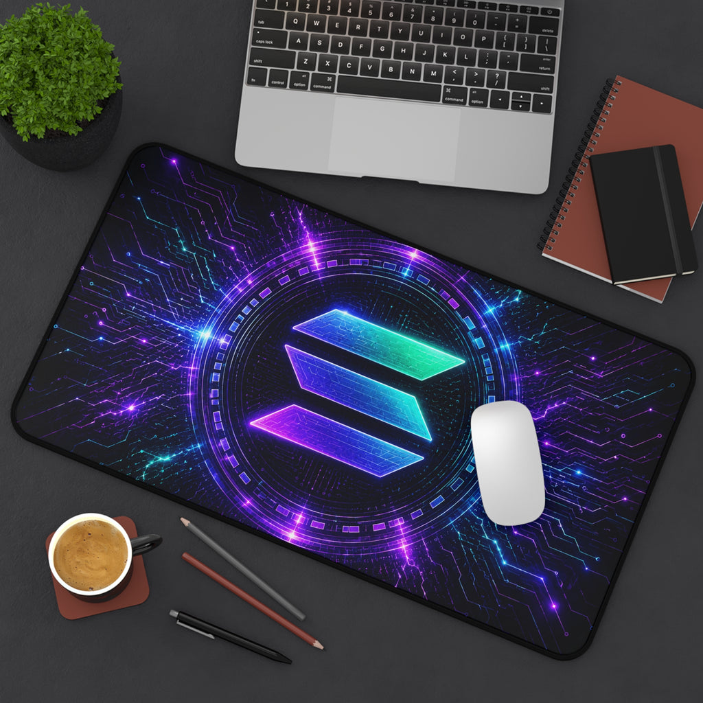 Solana Desk Mat | SOL Crypto Mouse Pad | Cyberpunk Gaming Setup | Solana Trader Desk Pad | Neon Crypto Office Decor