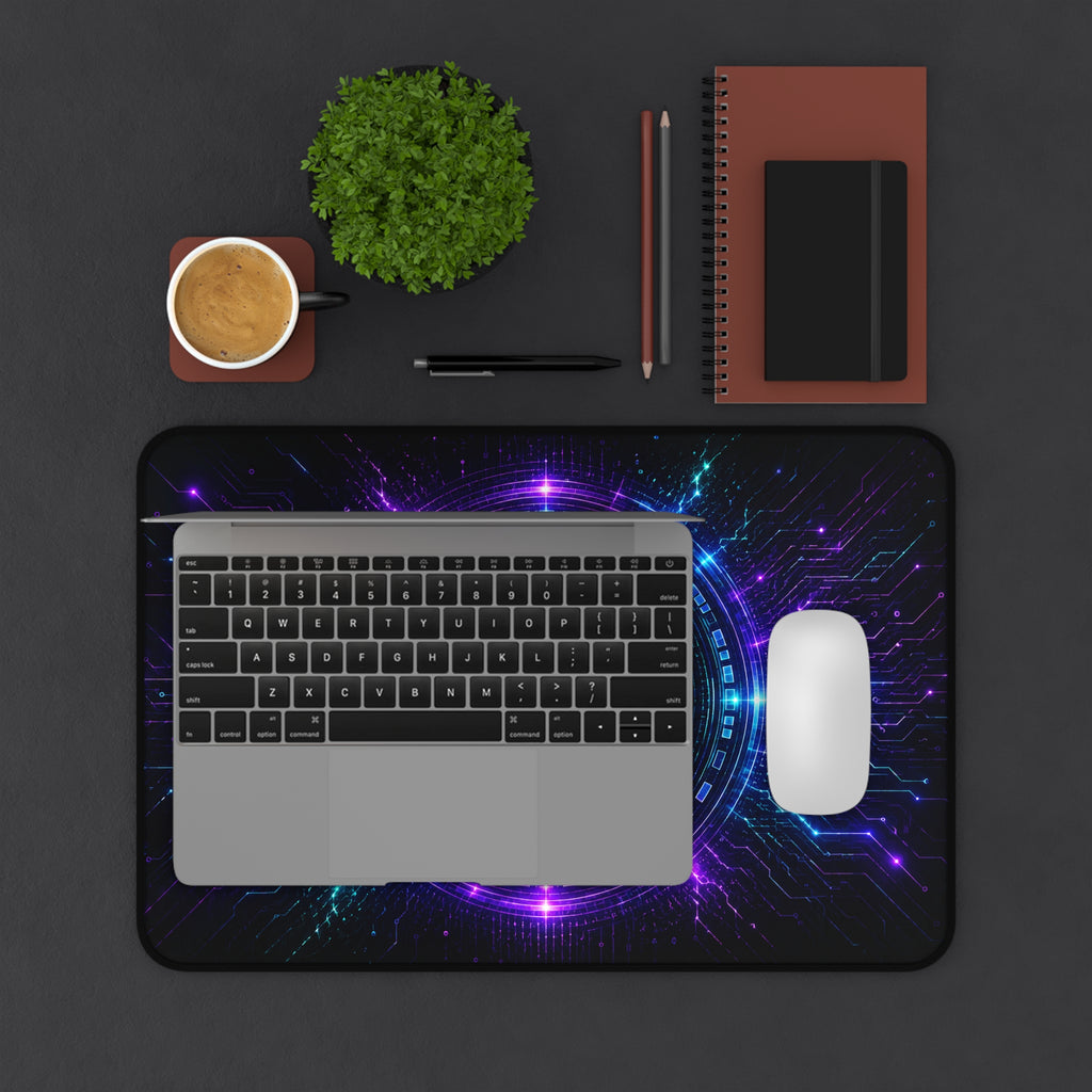Solana desk mat product mockup for crypto gaming setup and trading workstation