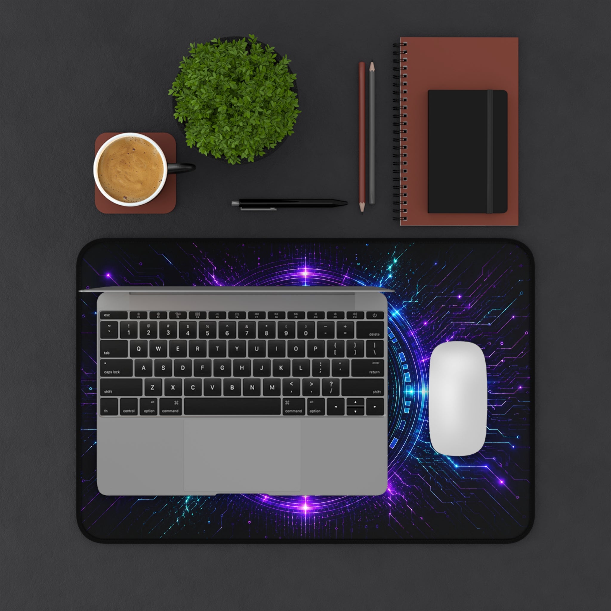 Solana desk mat product mockup for crypto gaming setup and trading workstation
