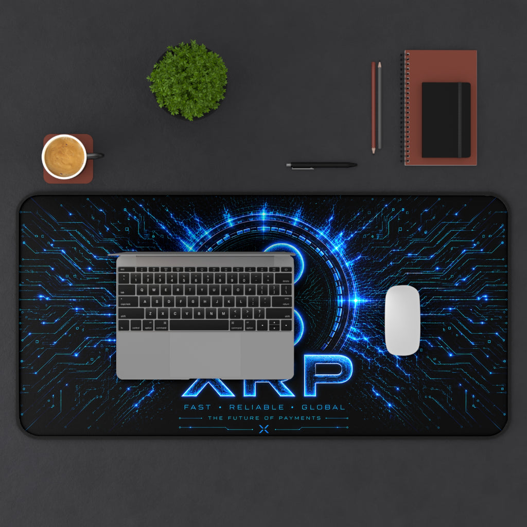 XRP Cryptocurrency Circuit Logo Desk Mat | Blue Crypto Gaming Mousepad