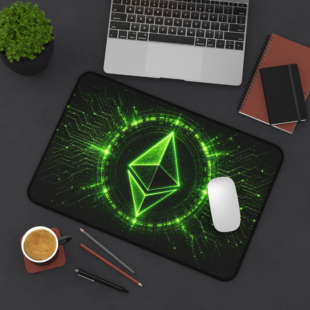 Neon Ethereum Logo Desk Mat | Crypto Gaming Mousepad