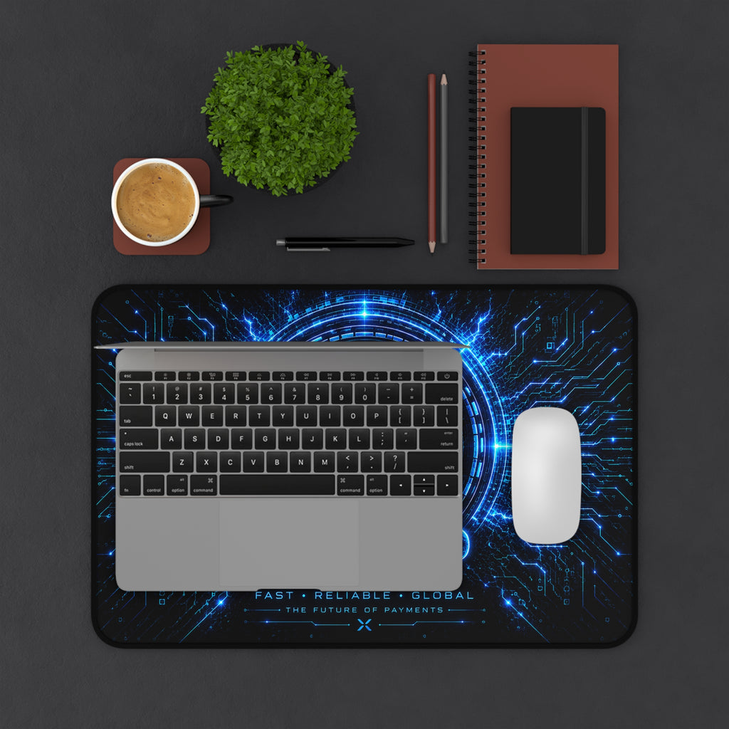 XRP cryptocurrency desk mat product mockup for trading workstation and blockchain decor
