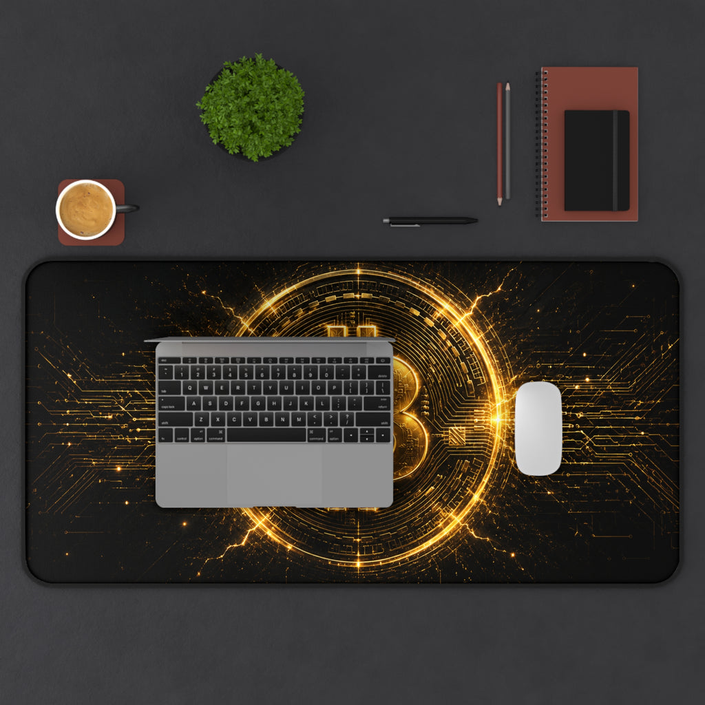 Cyberpunk Bitcoin Desk Mat | Crypto Trading Mouse Pad | Gamer Desk Setup | Bitcoin Office Desk Pad | Bull Market Trading Decor
