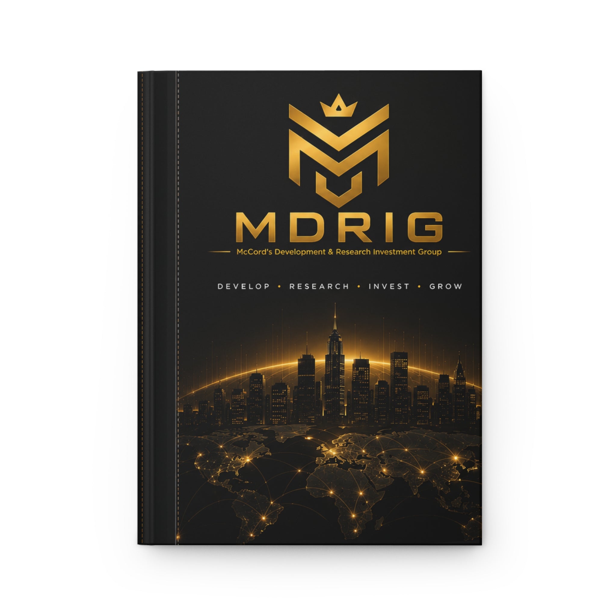 MDRIG premium black and gold trading journal notebook for traders investors and entrepreneurs