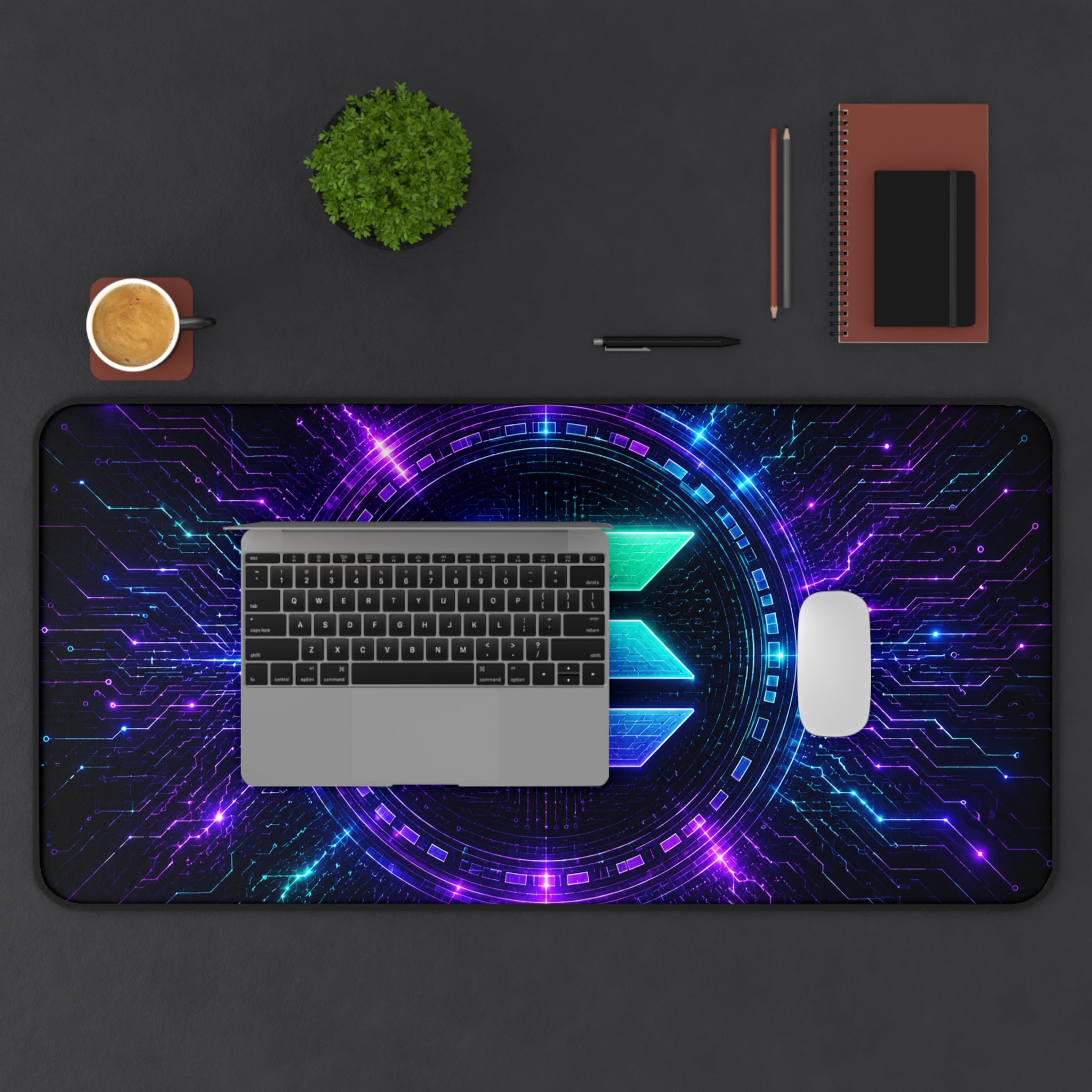 Solana Desk Mat | SOL Crypto Mouse Pad | Cyberpunk Gaming Setup | Solana Trader Desk Pad | Neon Crypto Office Decor