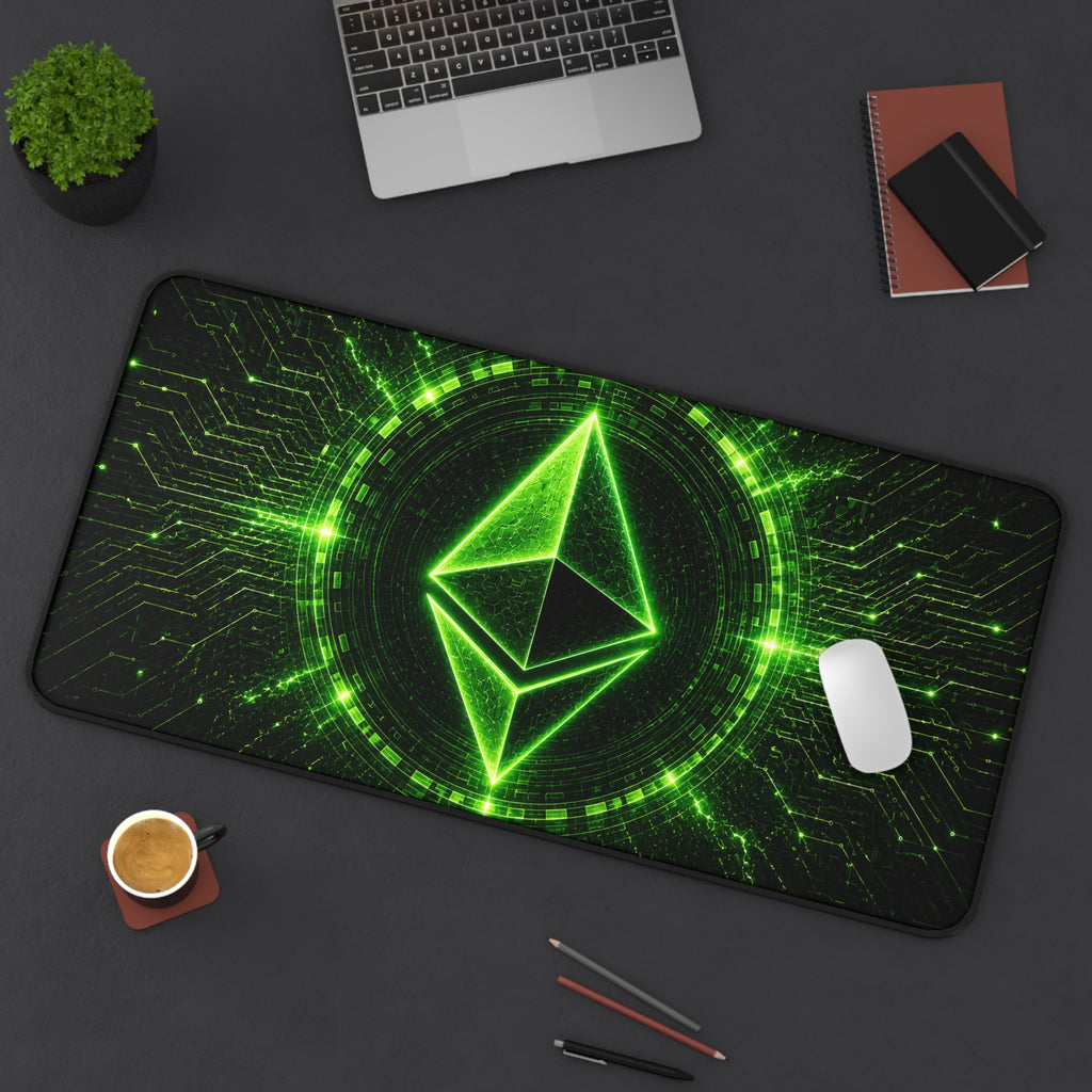 Neon Ethereum Logo Desk Mat | Crypto Gaming Mousepad